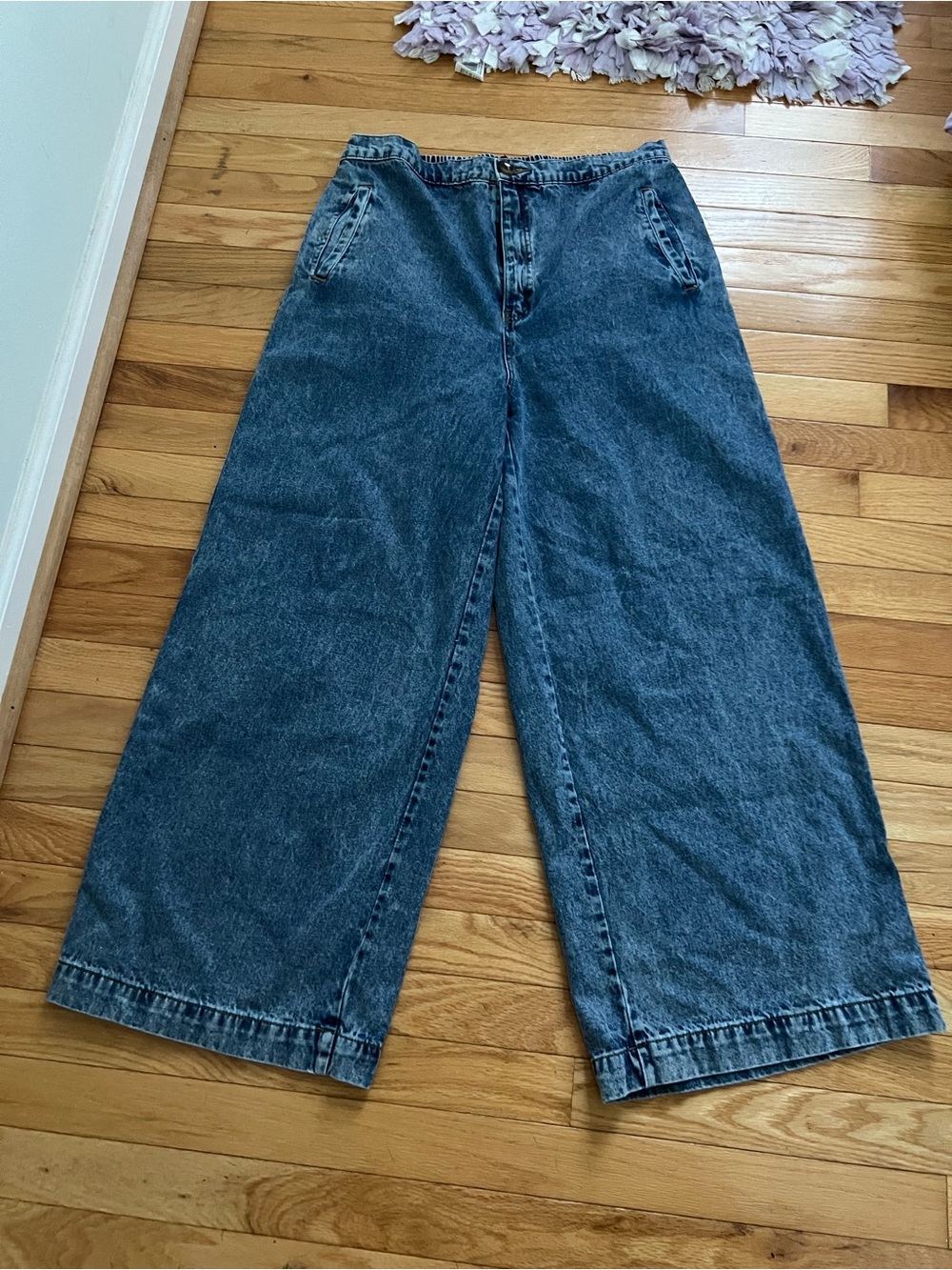 Women High Waisted Wide Leg Jeans  Medium Wash Denim Pants Size xl